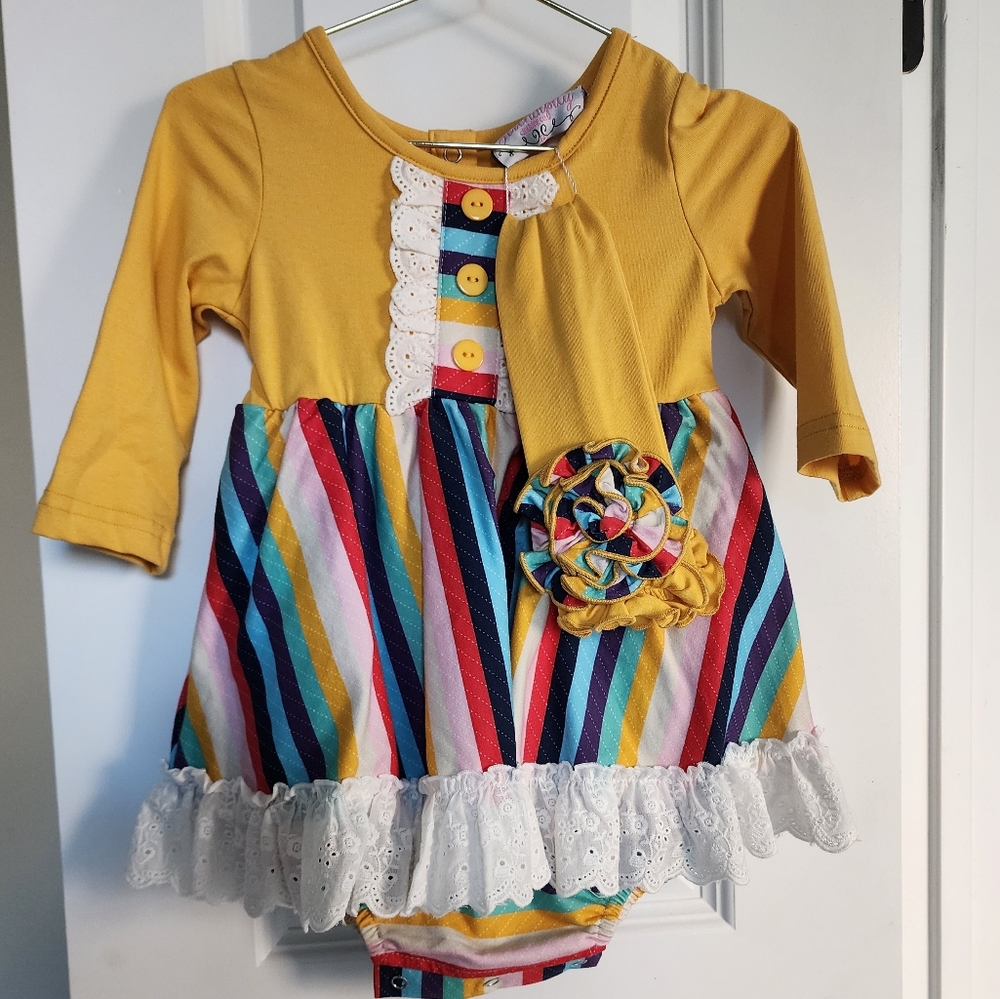 Serendipity Clothing Co. Baby Girl Dress with Bloomers and Matching Headband 9M